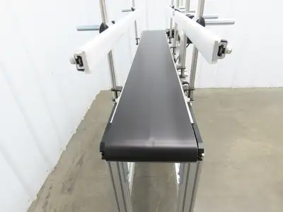 QC Industries 48"L Portable Flat Conveyor 150mm Belt 115V Variable Speed 42FPM