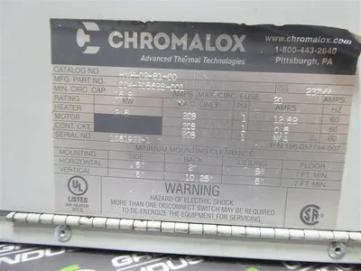Chromalox HVH-02-81-00 Fan-Forced Electric Heater 208V 8900 BTUH Used