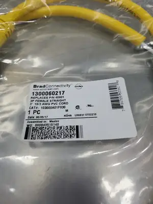 BradConnectivity 1300060217 (103000A01F030) 3' 16/3 AWG PVC Cord. 5C-15