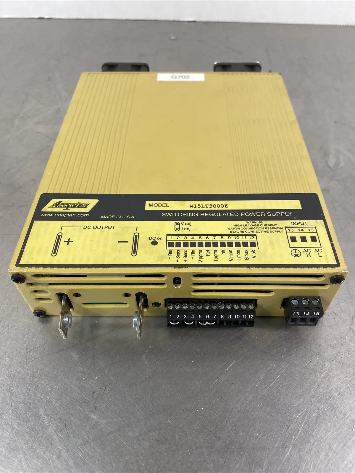 ACOPIAN W15LT3000E SWITCHING REGULATED POWER SUPPLY 4A