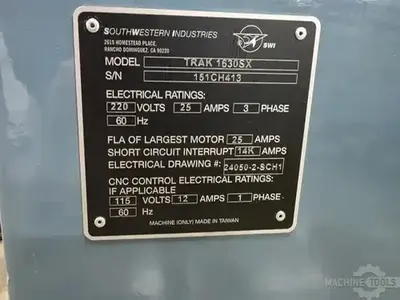 USED 2015 SOUTHWESTERN INDUSRIES PROTOTRAK TRL 1630SX