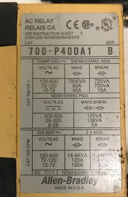 Used ALLEN BRADLEY 700-P400A1 Relays & Switches Ohio US | Surplus Asset Holdings #1235013