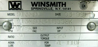 NEW WINSMITH 913MDTS41000EK SPEED REDUCER 30:1 RATIO