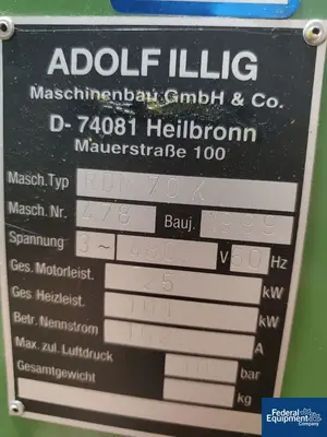 USED Illig Illig Thermoforming Line, Model RDM 70K / VHW 72