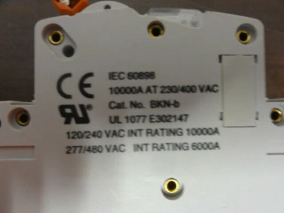 LS Breaker Model BKN-b, 20A Circuit Breaker - 3-Pole, 240 VAC, Type: D