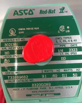 Asco 8320G089 Red-hat Ii Solenoid Valve Loc 6C23/2