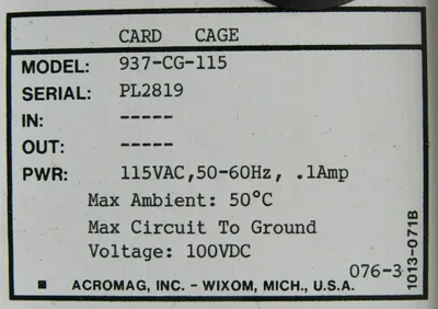 NEW ACROMAG 937-CG-115 CHASIS 10 SLOT 937CG115
