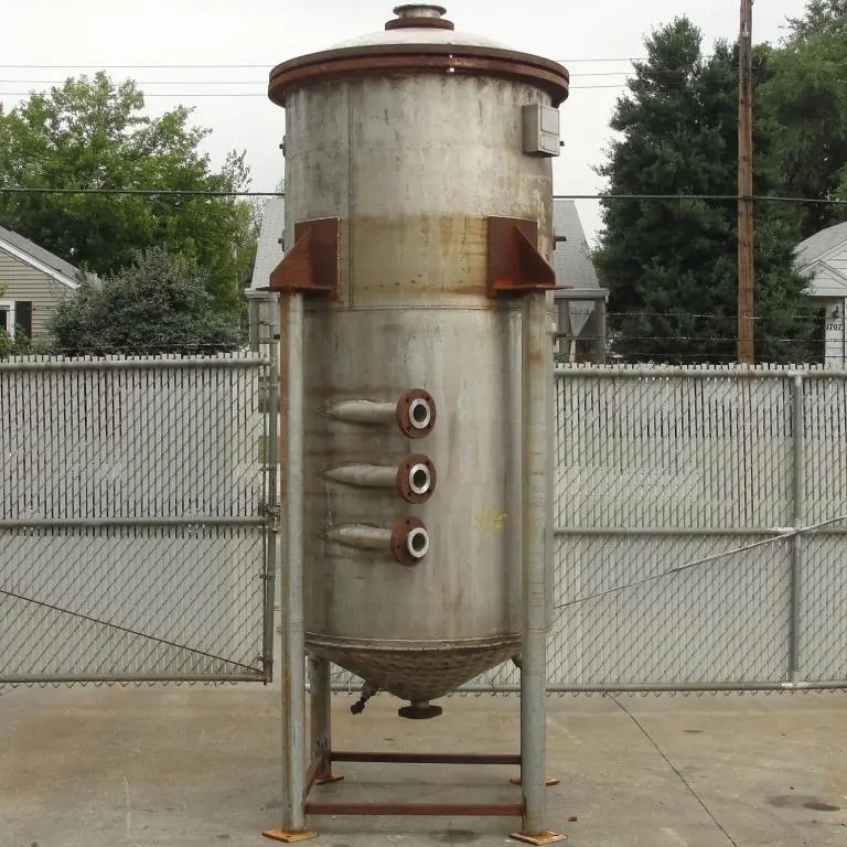 SPC5993  Tank 500 gallon vertical tank, Stainless Steel, 90 psi @ 330° F dimple jacket, conical