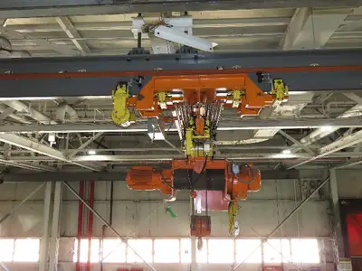 Cleveland Tramrail P&H 5 Ton Single Girder Underhung Bridge Crane 44' 6" Span