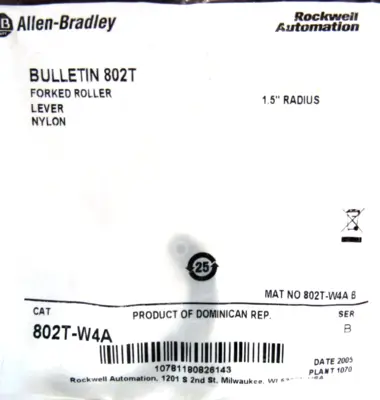 LOT OF 5 ALLEN BRADLEY 802T-W4A FORKED ROLLER LEVER 802TW4A