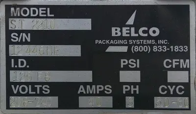 SPC9274  Shrink Tunnel Belco Packaging Systems, Inc electric shrink tunnel model ST2210, 18" w x 9.5" tall work opening