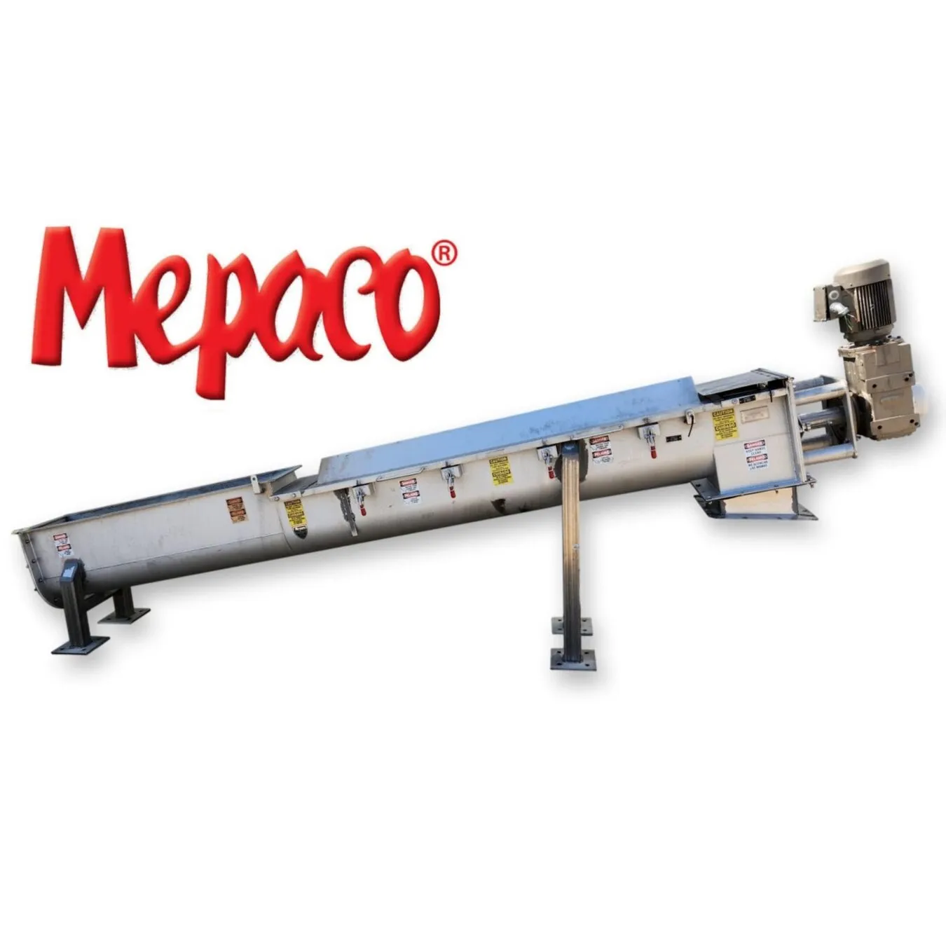Used Mepaco 12" Dia. X 12'-3"L Stainless Steel Sanitary Screw Auger Conveyor