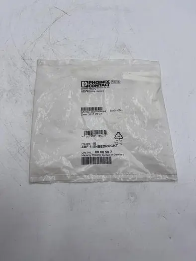 New | in-Stock PHOENIX CONTACT PHOENIX CONTACT ZBF 4:UNBEDRUCKT Misc Electrical & Power Parts | ND Industrial Surplus #1214671