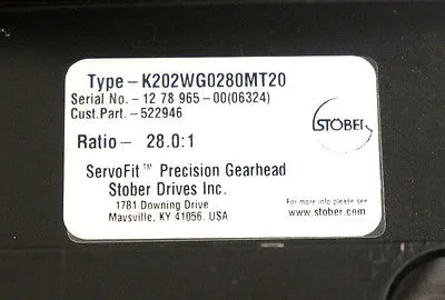 NEW STOBER K202WG0280MT20 SERVOFIT PRECISION GEARHEAD 28.0:1 RATIO