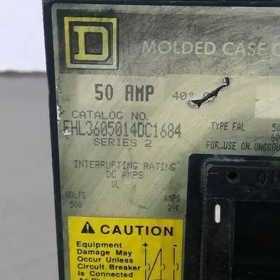 Square D FHL3605014DC1684 Series 2 Molded Case Circuit Breaker 50 AMP 4H