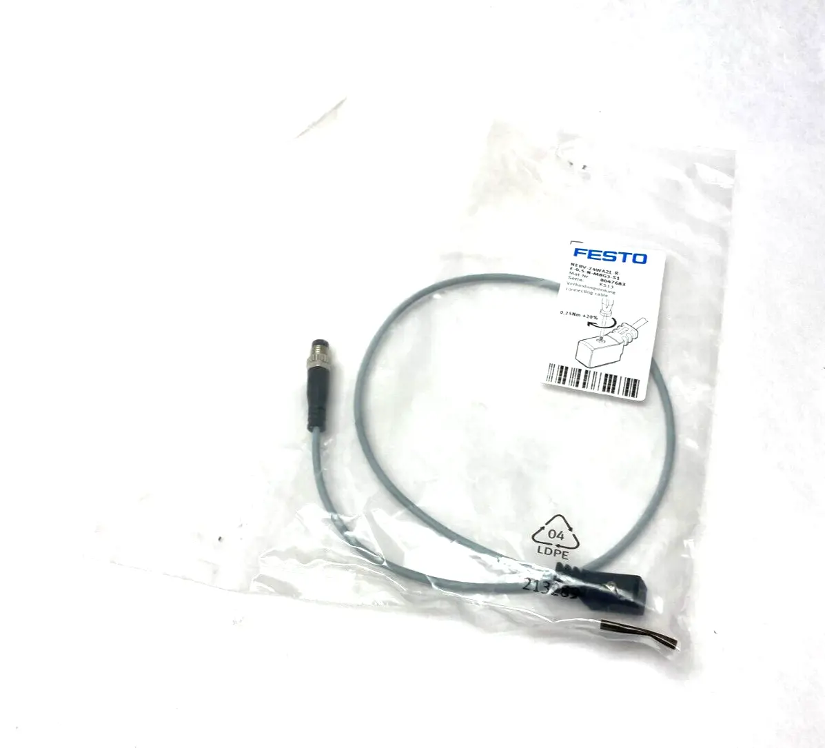 NEBV-Z4WA2L-R-E-0.5-N-M8G3-S1,8047683 | Festo NEBV-Z4WA2L-R-E-0.5-N-M8G3-S1 Connecting Cable 8047683 - New