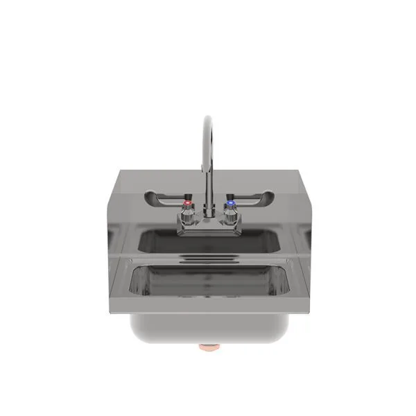 New | in-Stock Atosa New Atosa SH17SD 17" Stainless Hand Sink w/ Side Splashes, Wrist Blade Handle & 8" Backsplash Sinks Illinois US | Falcon Restaurant Supply #1373657