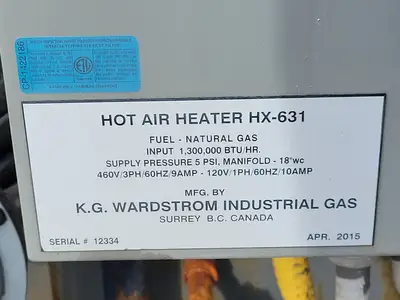 USED 2015 K.G. WARDSTROM INDUSTRIAL GAS HX-631