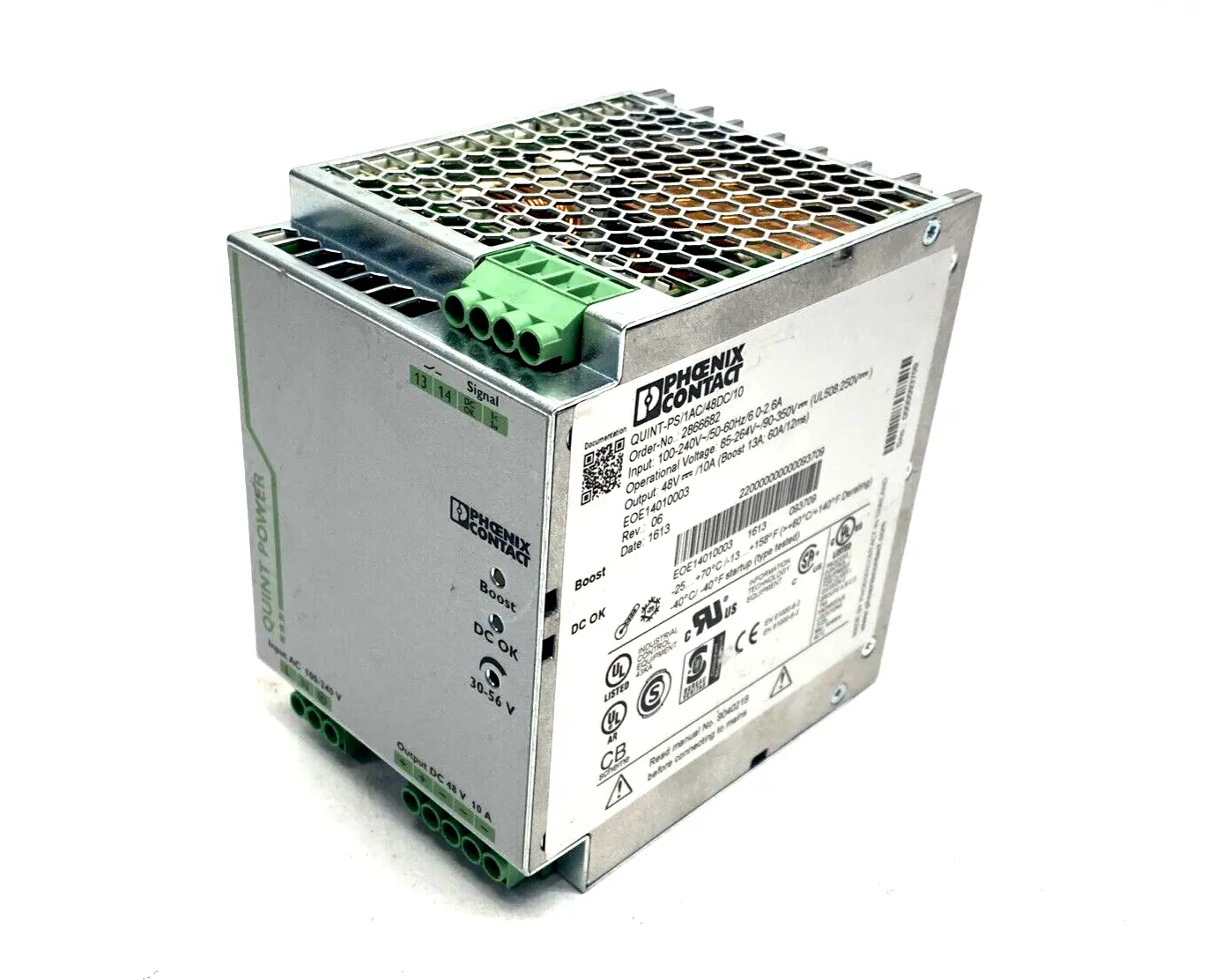 QUINT-PS/1AC/48DC/10,2866682 | Phoenix Contact QUINT-PS/1AC/48DC/10 Power Supply Unit 48VDC 10A 2866682 - Used