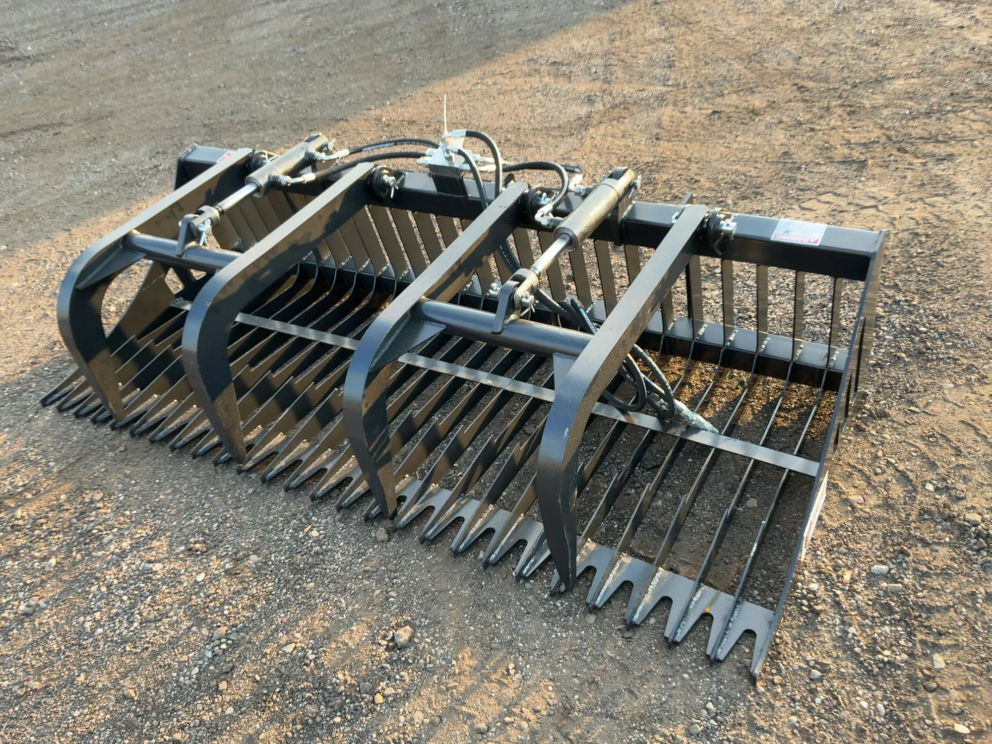 New JCT 84” Rock Bucket Grapple Skid Steer Attachment, Universal Quick Attach, Two Hydraulic Grapple...
