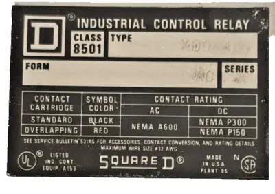 USED SQUARE D 8501-XD0-40