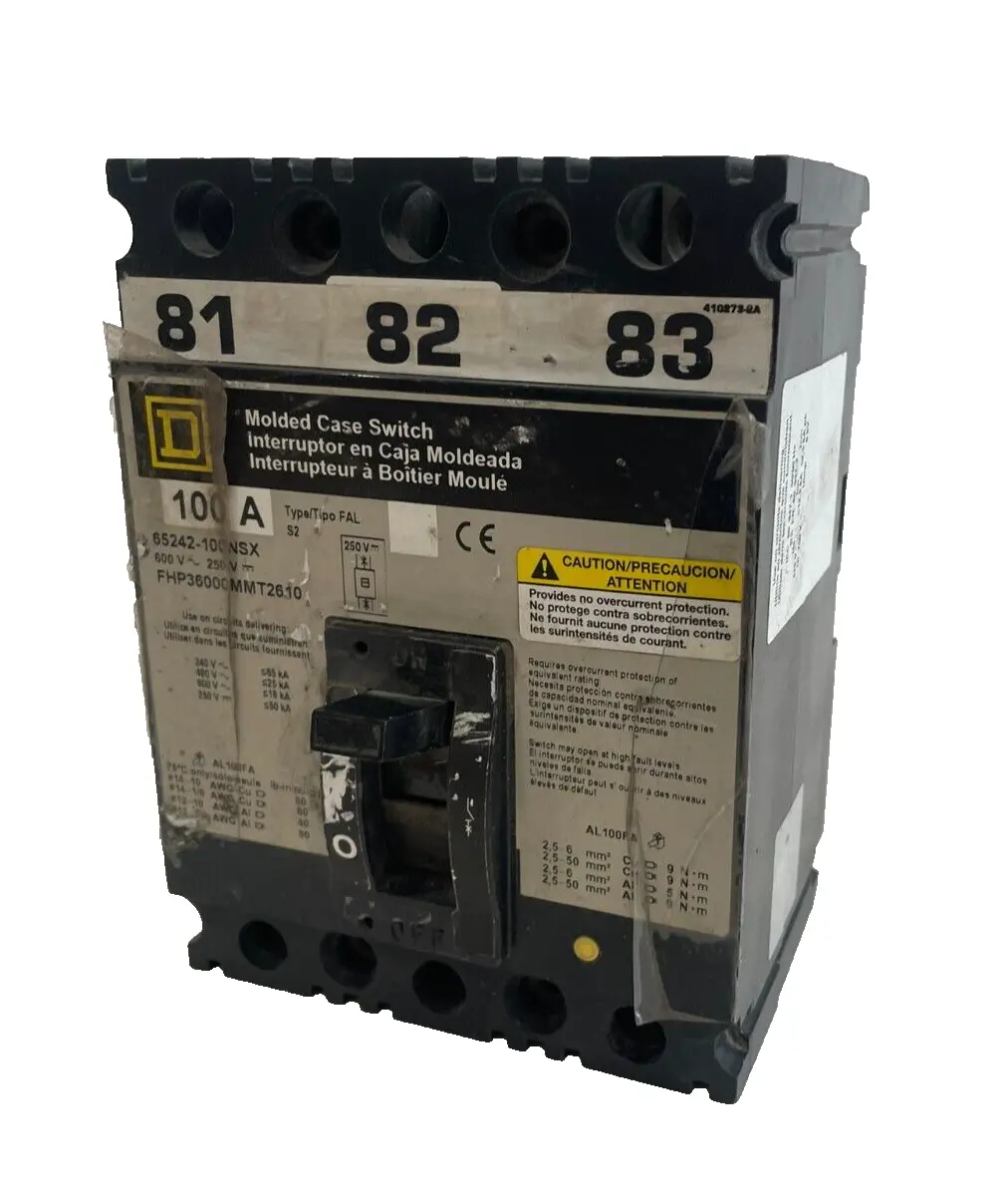 USED SQUARE D FHP-36000MMT2610 CIRCUIT BREAKER 100A