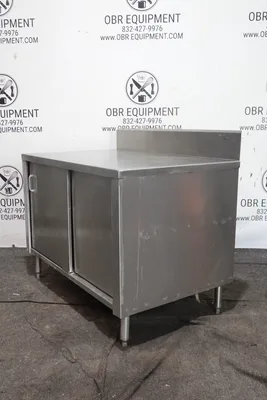 48”x30” STAINLESS STEEL SLIDING DOOR WORKTABLE WITH 6” BACKSPLASH