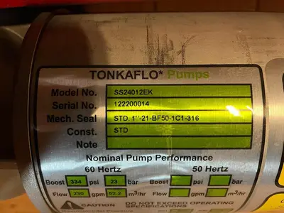 Used TONKAFLO SS24012EK Pumps | Surplus Asset Holdings #1206300