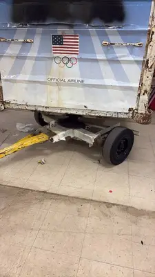 Used Airline Cargo Container with Team USA Graphics and Rolling Base