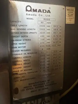 USED 2003 AMADA RG-80