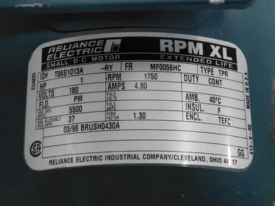 Reliance Electric T56S1013A DC Motor 1HP 1750RPM 180V 4.8A TEFC New
