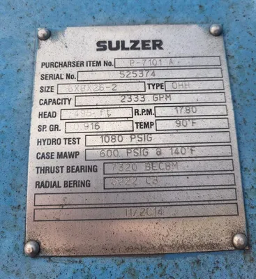 USED SULZER 6X8X26-2