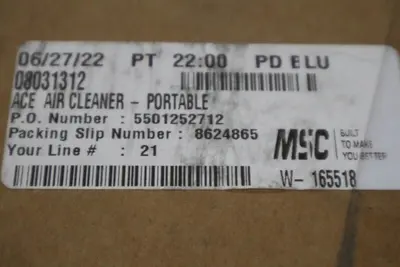 ACE INDUSTRIAL PRODUCTS 73-200 AIR FILTER 120 V NEW IN BOX STOCK H797
