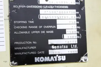 1999 KOMATSU L2M300-3BM Stamping Press | Levy Recovery Group (20)