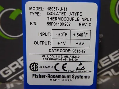 Fisher Rosemount 18937-J-11 Thermocouple Input Relay 55P0110X202 Rev. C Used