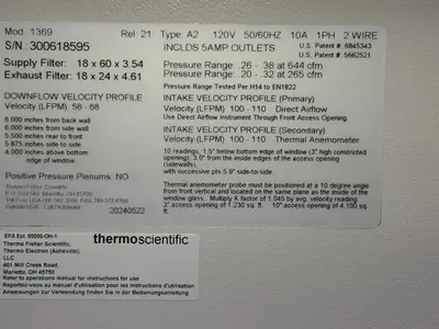Used _UNKNOWN_ _UNKNOWN_ Biological Safety Cabinets Rhode Island US | Federal Equipment Company #1347630