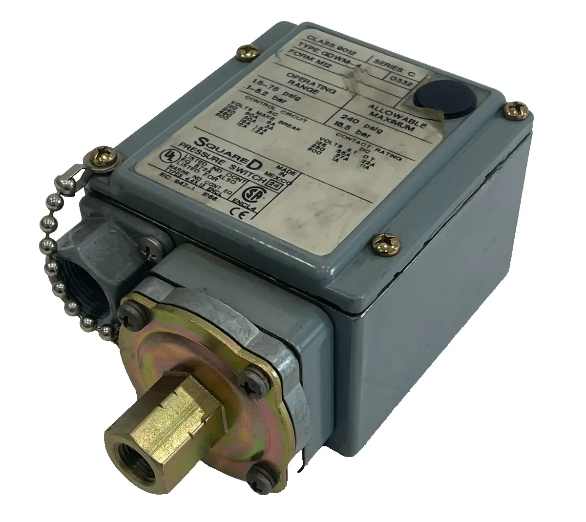 NEW SQUARE D 9012-GDWM-4 PRESSURE SWITCH SERIES C 9012GDWM4