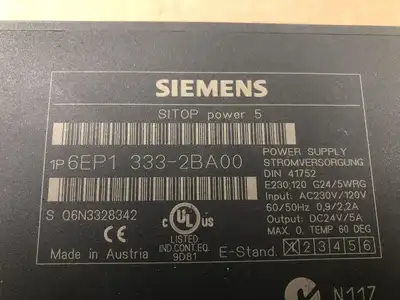SIEMENS SITOP Power 5 DIN-Rail Power Supply 6EP1333-2BA00 230/120VAC 24VDC