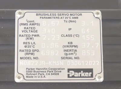 NEW PARKER N0922JA-KMSN SERVO MOTOR N0922JAKMSN