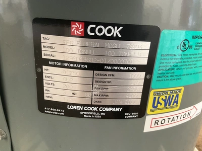 Used LOREN COOK MOGUL 100 TCNHU Centrifugal Fans Michigan US | Miedema Asset Management Group #1328721