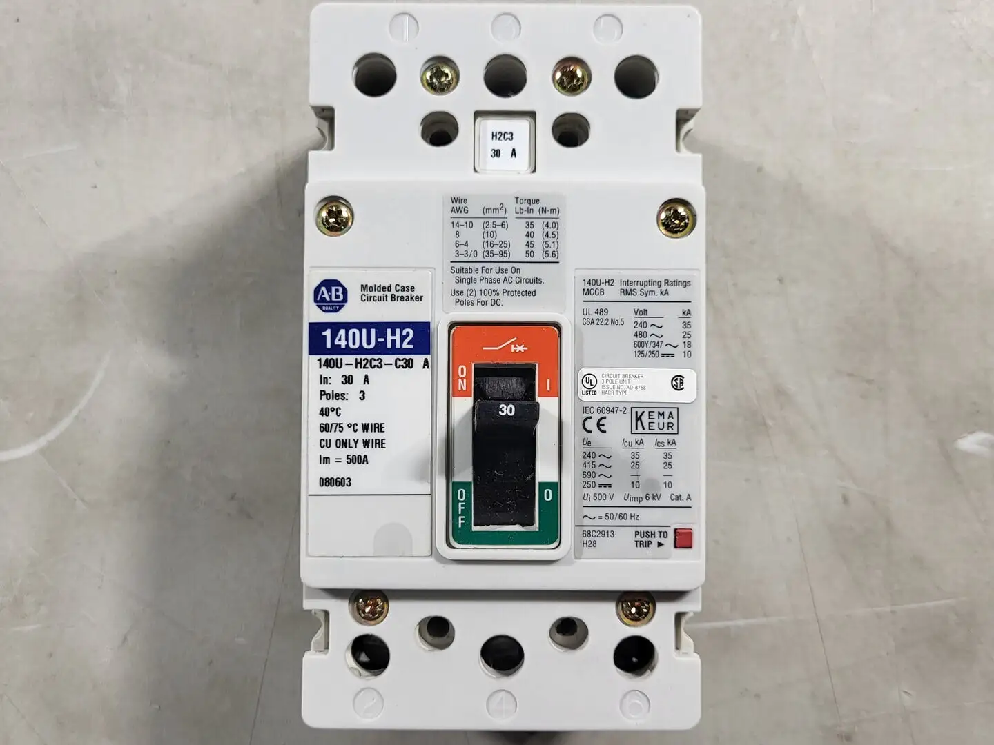 New | in-Stock ALLEN-BRADLEY 140U-H2C3-C30 Switchgears British Columbia CA | Lenmark #240226