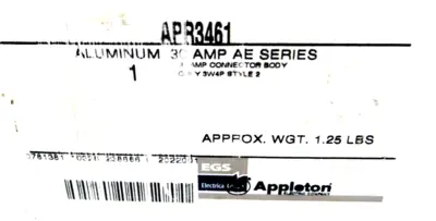 NEW APPLETON APR3461 CONNECTOR BODY AE SERIES