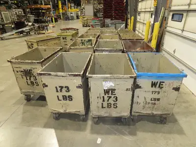 Portable Steel Hopper 1/2 Yard Tote Non-Tilt Towable Cart on Casters 36x24x30"
