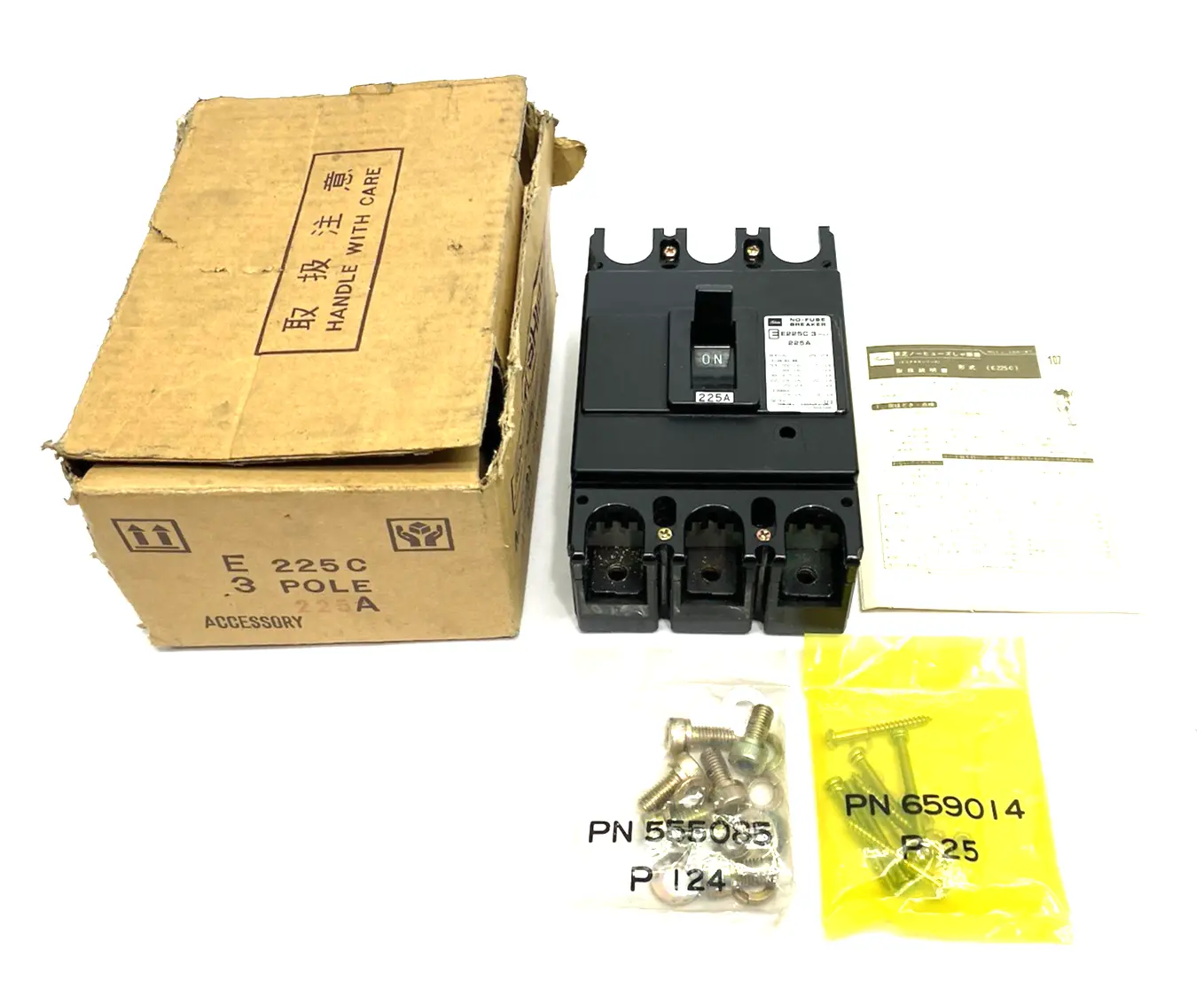 USED TOSHIBA NO-FUSE CIRCUIT BREAKER 3-POLE 225A