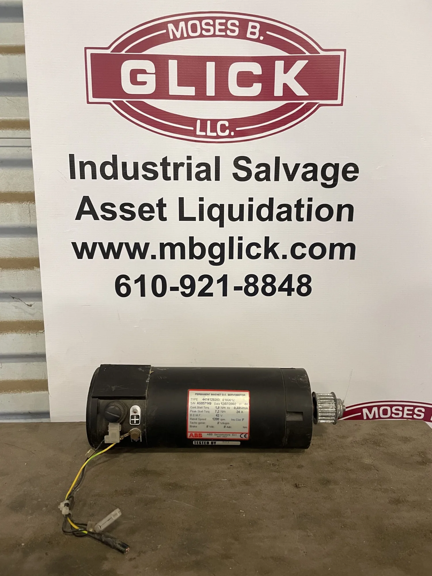 ABB PERMANENT MAGNET D.C. SERVOMOTOR TYPE 4414129285