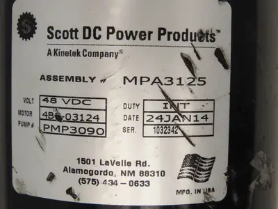 Scott DC Power Products MPA3125 Hydraulic Pump & Motor 1Hp 1800rpm 48VDC