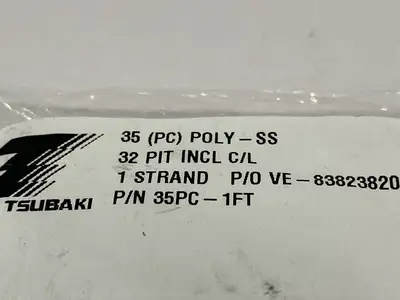 NEW TSUBAKI ROLLER CHAIN POLY-STEEL 35PC 1' FOOT LENGTH