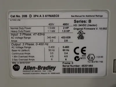 New | in-Stock 2015 ALLEN BRADLEY 20BD3P4A3AYNAEC0 Variable Speed Drives Ohio US | HGR 24 #1133331