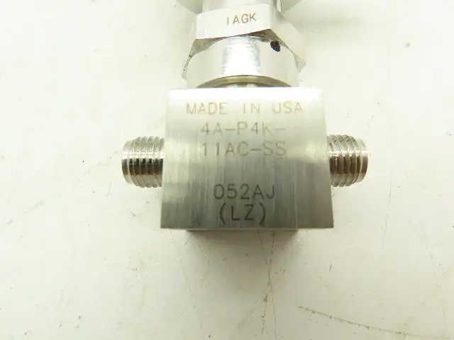 Parker 4A-P4K-11AC-SS Stainless Pneumatic Bellows Shut-Off Valve NC 1/4" Ports