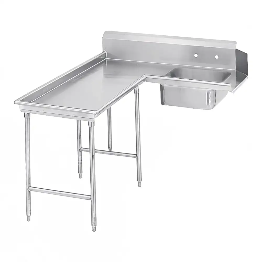 Advance Tabco DTS-G30-60L 59" L R Island Soil Dishtable - 10 1/2" Backsplash, Stainless Legs, 14 ga Stainless